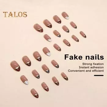 24 шт., водонепроницаемые гелевые накладные ногти с клеем, полное покрытие, искусственный французский кончик, заостренная головка, накладные ногти, носимые накладные ногти, принадлежности для дизайна ногтей «сделай сам» розовый