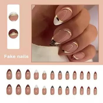24 шт., водонепроницаемые гелевые накладные ногти с клеем, полное покрытие, искусственный французский кончик, заостренная головка, накладные ногти, носимые накладные ногти, принадлежности для дизайна ногтей «сделай сам» розовый