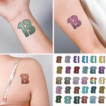 24 шт., временные татуировки с номером 13, блестящие ночные татуировки для рук, идол, концерт, рейв, аксессуары для фанатов, подарок 24PCS