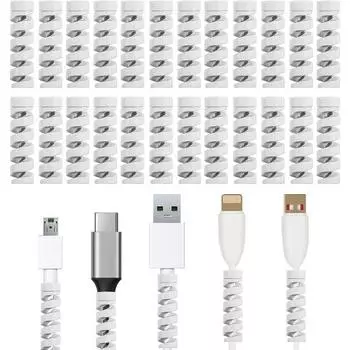 24 шт. высокогибкие силиконовые защитные пленки для кабелей, защита для кабеля зарядного устройства, защита для зарядного устройства, защита для проводов, защита для зарядного кабеля (белый) белый