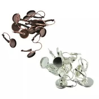 24 шт. Заготовки для сережек с французским рычагом на спине подходят для сережек с кабошонами диаметром 12 мм. 27x14mm