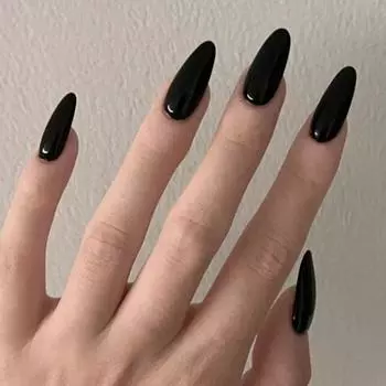 24 шт., заостренные черные носимые накладки для ногтей, сплошной цвет, DIY Art, накладные ногти, накладные ногти для девочек, накладные ногти с инструментами для ношения чёрный