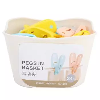 24 шт. зажимы для белья из полипропиленового материала, ветрозащитные, противоскользящие зажимы для одежды с корзиной для хранения на кухне белый