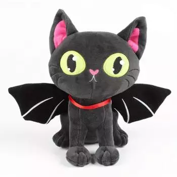 24 см/9,4 дюйма Хэллоуин летучая мышь кошка плюшевая игрушка мягкая чучела черный кот плюшевая кукла для детей подарки декор на Хэллоуин чёрный