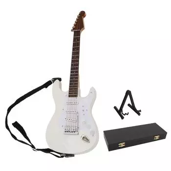 24 см белая микро электрогитара модель деревянная гитара декор с кронштейном и коробкой для хранения домашний декор