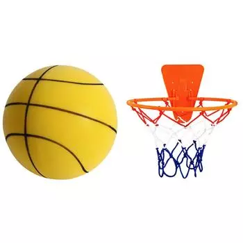 24 см бесшумный баскетбольный прыгающий тренировочный мяч для занятий спортом в помещении (желтый)