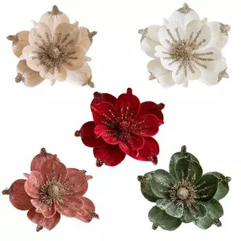 24 см Рождественская Пуансеттия Блестящий Цветок Подвесное Украшение для Рождественской Вечеринки