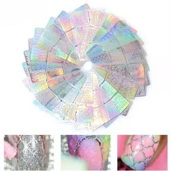 24 смешанных наклейки для дизайна ногтей Симфония Лазерные наклейки для вырезания ногтей Наклейки для ногтей Крупномасштабные шаблоны для печати картин 24PC