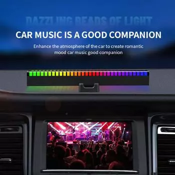 24 светодиодных ламп RGB Sound Control Voice Rhythm Ambient Pickup Lamp для автомобильного диффузора, вентиляционного зажима, освежителей воздуха, ароматизаторов, управление через приложение