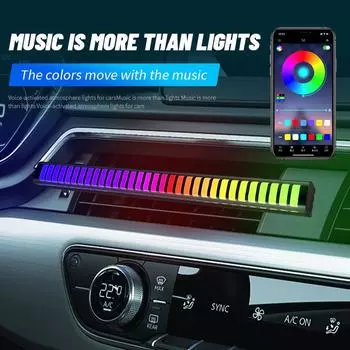 24 светодиодных RGB-светильника для автомобиля с управлением звуком и освежителем воздуха - лампа для распознавания ритма голоса для вентиляционного отверстия диффузора, управление через приложение