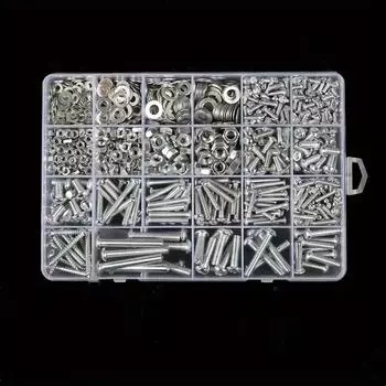 24 типа винтов и гаек, набор для бытового железа, оцинкованный материал, винты с круглой головкой Phillips, гайки и шайбы M3-M6