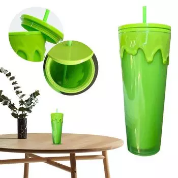 24 унции/710 мл рабочая дорожная/автомобильная кружка с трубочкой и крышкой, светящаяся в темноте зеленая кружка-стакан, праздничный подарок для путешествий на свежем воздухе UNITED KINGDOM
