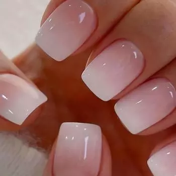 24 упаковки шикарных глянцевых розовых ногтей с градиентом — простые в использовании короткие квадратные ногти для элегантности на каждый день