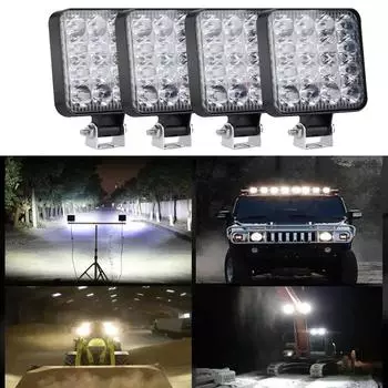 24 В 12 В 16 светодиодных мини-квадратных рабочих фар для внедорожной техники, яркий прожектор и точечный фонарь для легковых автомобилей, грузовиков и внедорожников amagi