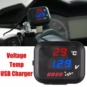 24 В 12 В USB зарядные устройства 3,0 Вольт измеритель температуры мотоциклетные приборы аксессуары для SUZUKI HONDA BMW ATV Universal чёрный