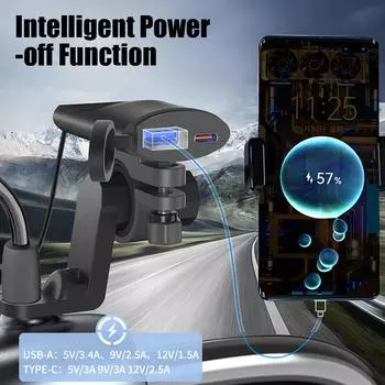 24 В 12 В USB зарядные устройства мотоциклетный адаптер питания 30 Вт QC 3.0 USB Type-C порты розетка электрический водонепроницаемый чехол аксессуары для мотоциклов чёрный