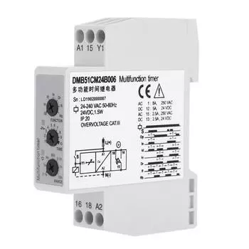 24 В и 24-240 В переменного тока Многовольтное реле времени с задержкой выключения с 7 вариантами функций