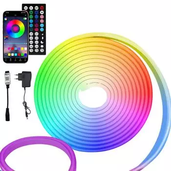 24 В RGB Neon 5M светодиодная лента Tuya App Control Dimmable DIY водонепроницаемая гибкая лента неоновые огни для украшения комнаты