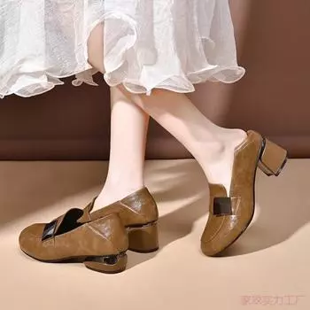 24 Весенне-летняя модная универсальная кожаная дышащая удобная женская обувь нескользящая мягкая подошва мягкая поверхность мокасины круглый скальп 35