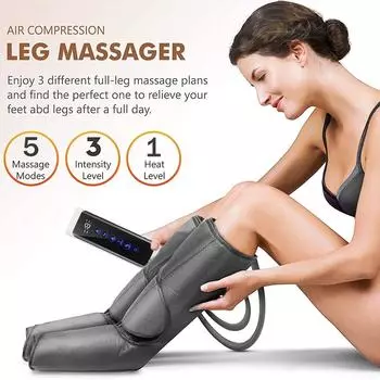 24 Вт 6 режимов Массажер для ног с воздушной компрессией с подогревом для стоп и икр бедер для улучшения кровообращения с ручным контроллером 3 уровня интенсивности