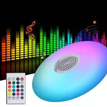 24 Вт E27 RGB музыкальная лампа с изменяющимися цветами и пультом дистанционного управления, умный музыкальный динамик, потолочный светильник 85?265В