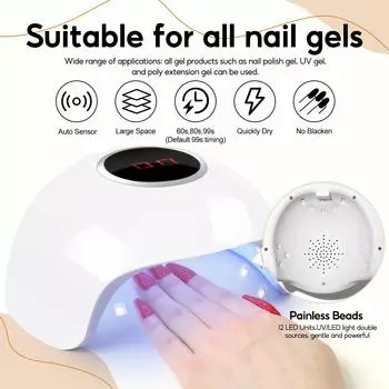 24 Вт УФ-светодиодная лампа 12 светодиодов USB-лампа для ногтей Быстросохнущая лампа для гель-лака для ногтей Лампа для сушки ногтей