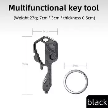24-в-1 ключ-ключ Многофункциональный брелок из нержавеющей стали Креативный небольшой инструмент Ключ EDC Ключ-ключ Инструмент для экстренных ситуаций на открытом воздухе 1pcs чёрный