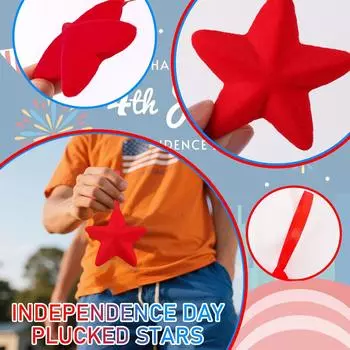 24 звезды с флоком Декоративные патриотические украшения Подвесные звезды для Дня независимости День ветеранов Домашний декор One Size