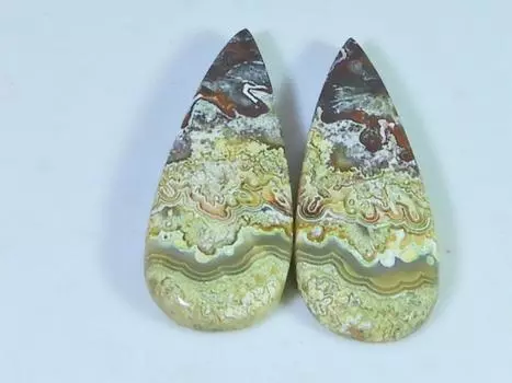 24Cts. Агат AAA Crazy Lace (13X32X3 мм каждый) Пара кабошонов в форме груши SK-3064