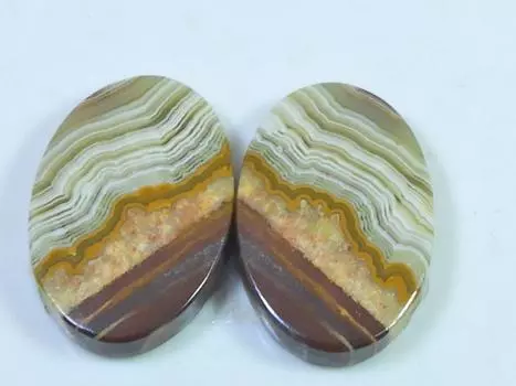 24Cts. Агат AAA Crazy Lace (14X22X2 мм каждый) Пара овальных кабошонов SK-3081