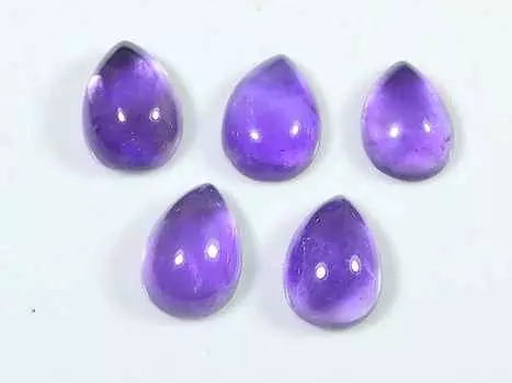 24Cts. Natural Amethyst Pear Crytsal Cabochon Gemstone 5Pcs Lot 9X13MM RQ-1814