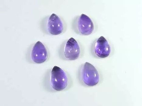 24Cts. Natural Amethyst Pear Crytsal Cabochon Gemstone 07Pcs Lot 08X12MM RQ-1788