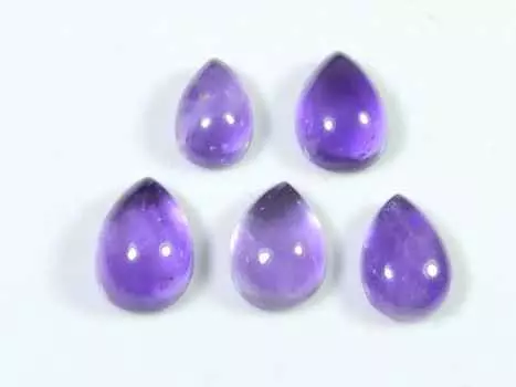 24Cts. Natural Amethyst Pear Crytsal Cabochon Gemstone 5Pcs Lot 9X13MM RQ-1813