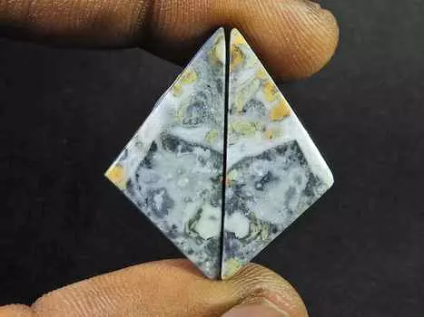 24Cts. Natural Maligano Jasper (13mm X 30mm each) Fancy Cabochon Match Pair SK-2796