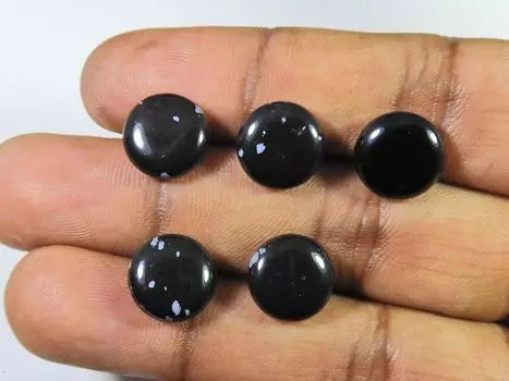 24Cts. Натуральный снежинка обсидиан круглый кабошон драгоценный камень 05 шт. лот 12X12MM RQ-2013