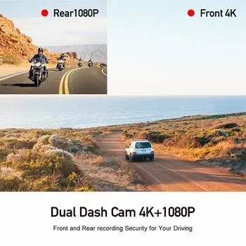 24H Car Dvr 4K DashCam для автомобилей GPS Dual Lens Камера переднего и заднего вида для транспортного средства WIFI Видеорегистратор ночного видения Черный ящик NONE