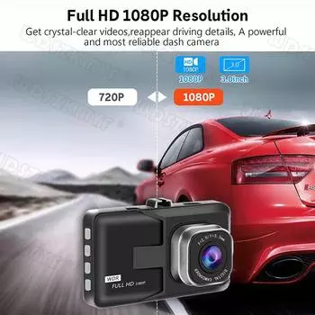 24H Dash Cam 3inch Car DVR Camera Video Recorder Камера переднего и заднего вида с двумя объективами для записи видео Зеркало заднего вида Черный ящик NONE