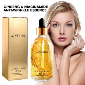 24k Gold Ginseng Serum Anti Wrinkle Lifting Firming Fade Fine Lines Lighting Spot Гиалуроновая кислота Никотинамид Эссенция для лица 100ml boxed