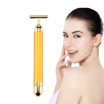 24K Gold Lift Face Beauty Bar Roller Vibration Massager для похудения Facial Stick Beauty Skin Care T-образные вибрационные инструменты