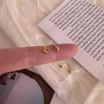 24K Gold Original Simplicity Cute and Compact Butterfly Screw Hook Studs Female Removal-Free before Sleep Ear-Caring Earrings Butterfly screw hook ear studs