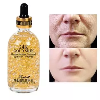 24K Gold Tense Moisture Essence Сыворотка с чистой гиалуроновой кислотой против морщин Золотая никотинамидная жидкая эссенция для ухода за кожей 30ml