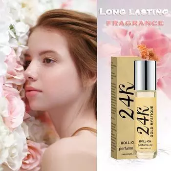 24k Golden Mysterious Ball парфюмированное масло, удобно носить с собой в небольшой упаковке, стойкий аромат 10 мл жёлтый