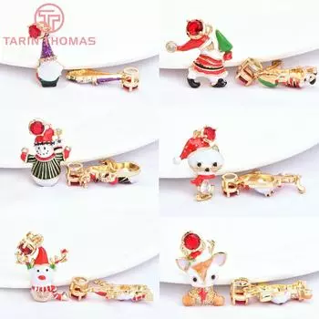 24K золотого цвета латунь с цирконием Санта-Клаус снеговик олень подвески шармы высокое качество DIY ювелирные изделия фурнитура