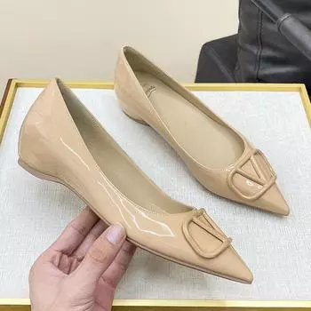 24P3 flat shoes femininity haute couture nude V buckle not tired feet pointed inner height increase single shoes 34