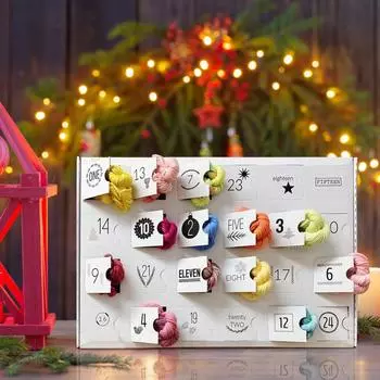 24PC Пряжа Адвент Календарь, Шерстяной Адвент Календарь 2024, Йоль и пряжа Адвент Календарь 2024, 24 дня Рождество обратный отсчет Календарь пряжа Адвент One Size