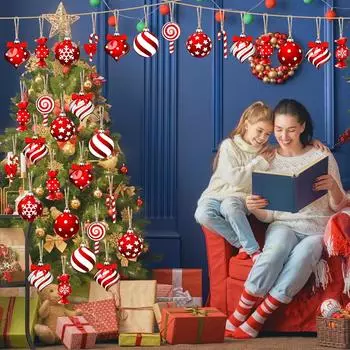 24PCS/36PCS Wooden Christmas Hanging Ornaments Set for Christmas Tree Decorations Christmas Eve Party Decorations Cute Design