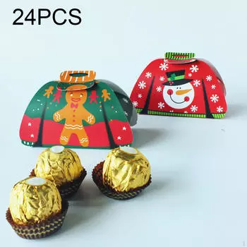 24Pcs Christmas Candy Boxes Goody Santa Snowman Ornaments Treat Gift for