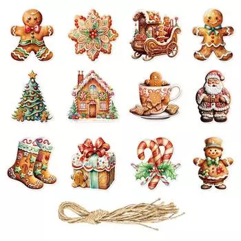 24pcs Christmas Party Decorative Pendants and Winter Gingerbread Man-themed Christmas Decoration Items 24pcs