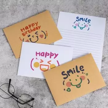 24Pcs Cute Kraft Paper Envelope Expression Graffiti Envelope Fresh Invitation Card Teachers Day white 24pcs