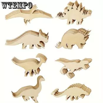 24pcs Dinosaur Wooden Cutouts Set - Paintable & Stainable Tyrannosaurus, Triceratops, Stegosaurus Shapes for DIY Crafts and Home Decor 24pcs